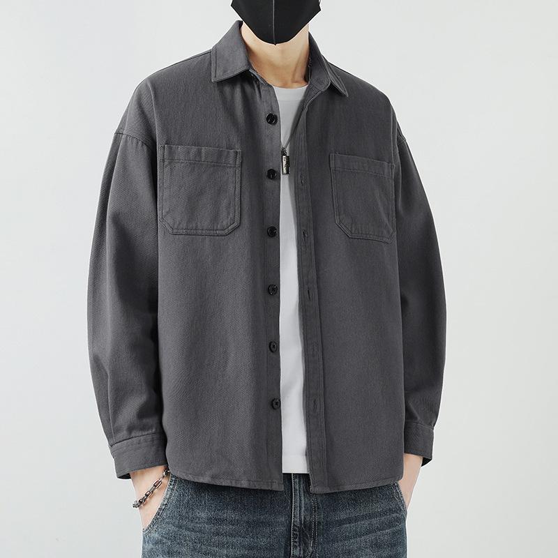 Pánská ležérní košile s dlouhým rukávem na jaro, pánská pracovní košile