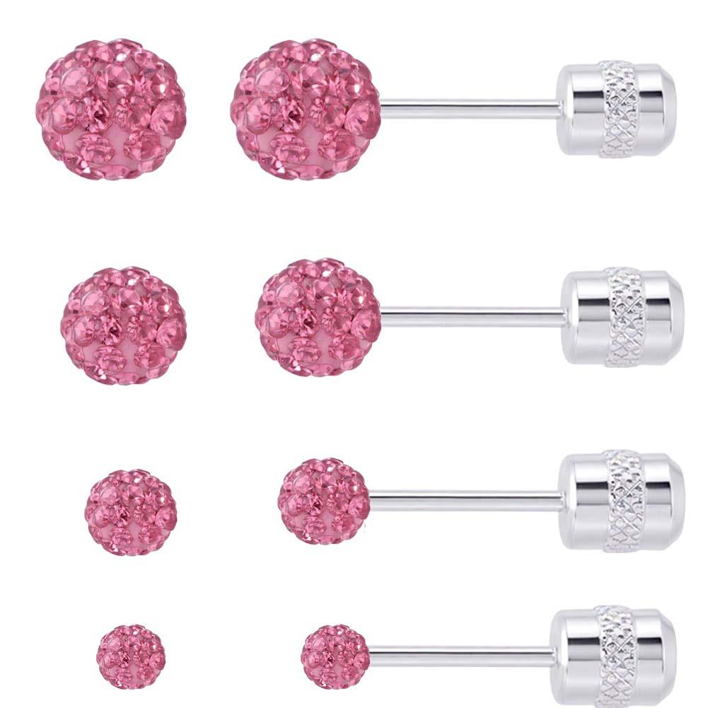Multi-Color Titanium Steel Full Diamond Ball Stud Earrings for Cartilage Piercings