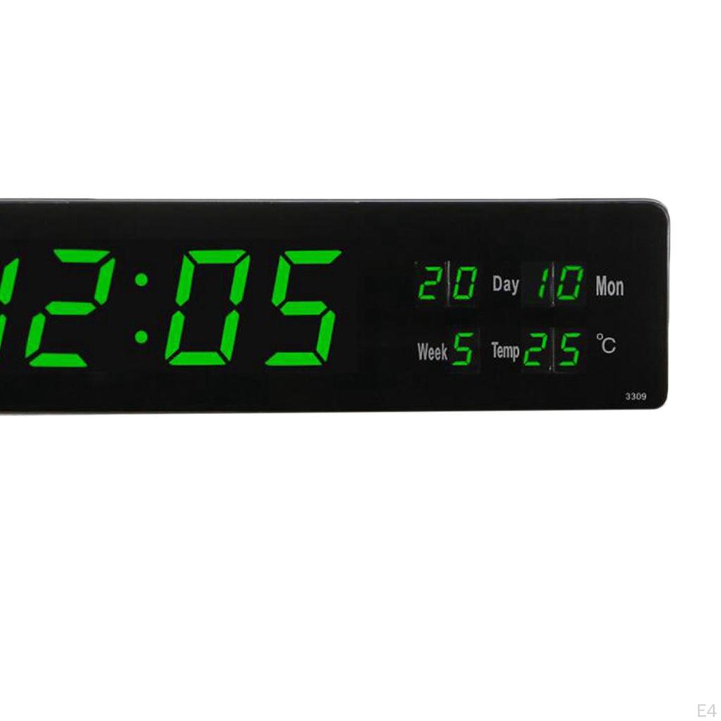 Day Clock, Extra Large Display LED Wall Calendar Alarm Clock with Date and Time, Alarms Perfect