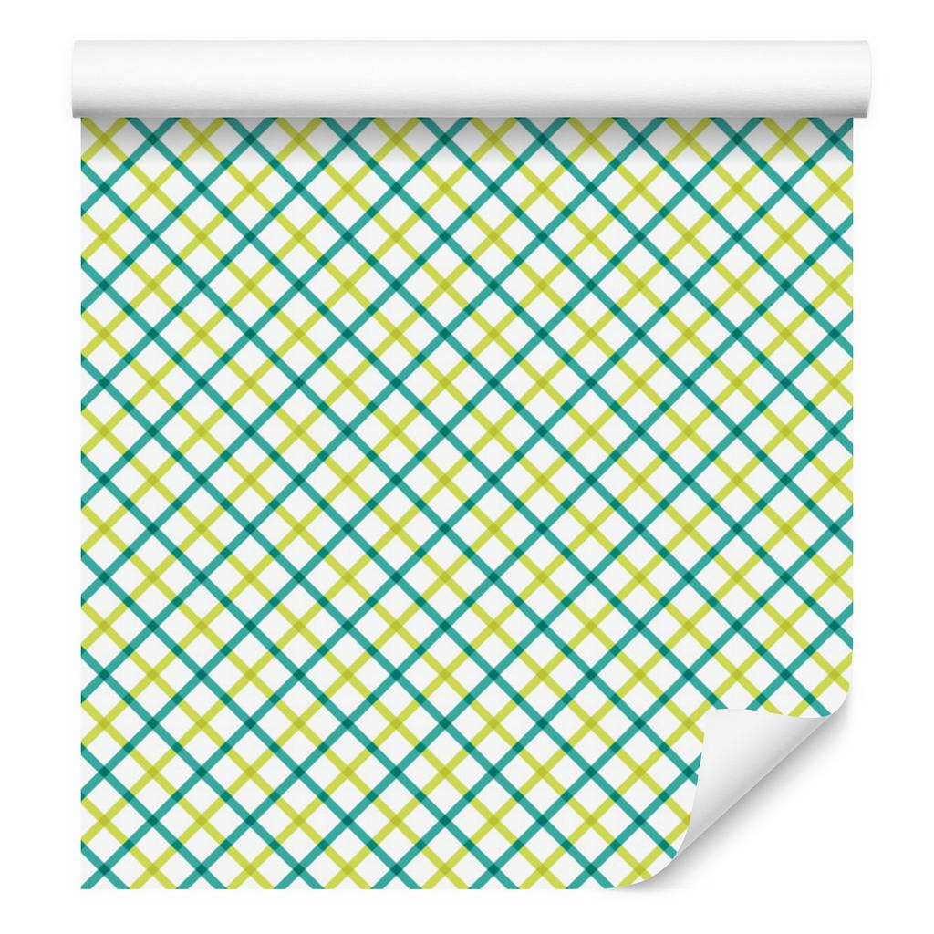 Mint and lime vichy check wallpaper for living room and bedroom 50x1000