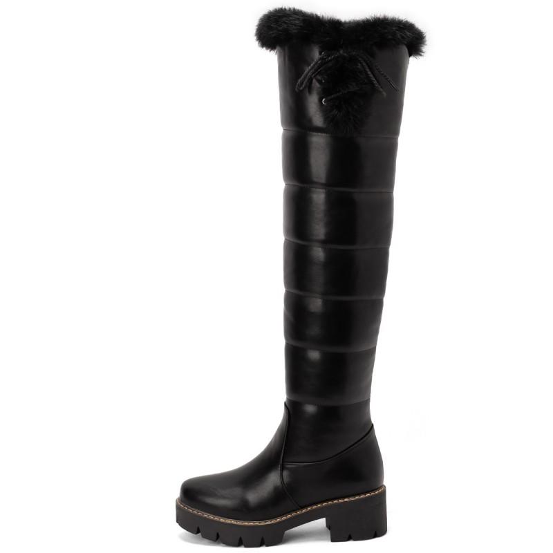 Warm Fur Plush Snow Boots Women Winter Shoes Platform Over High Knee Boots Waterproof Comfortable Female Black Brown Rain Shoes