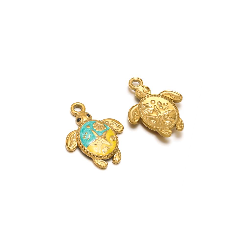5pcs Stainless Steel Enamel Tortoise Gold Charms Exquisite Turtle Pendant DIY Jewelry Necklace Findings Bracelet Earrings Making