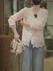 Spring 2025 French Style V-Neck Lace Top - Slimming, Age-Reducing, Gentle Innerwear.