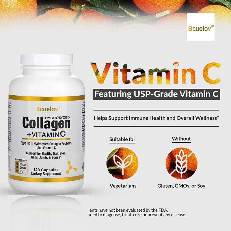 Protein, vitamin C, sodium, Hair Skin Nails Supplements, 120 Capsules