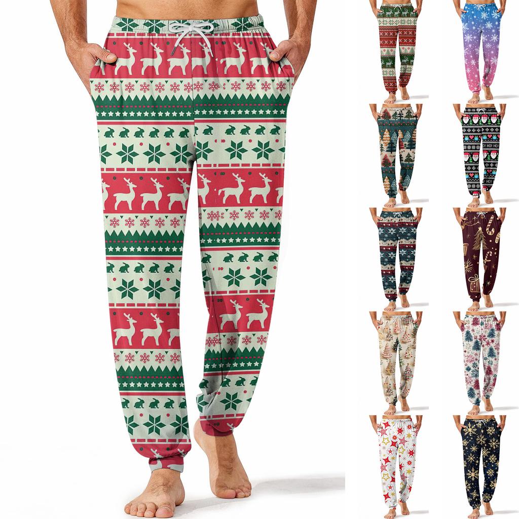 Men's Drawstring Pocket Cuffed Casual Pants Home Sleep Pants