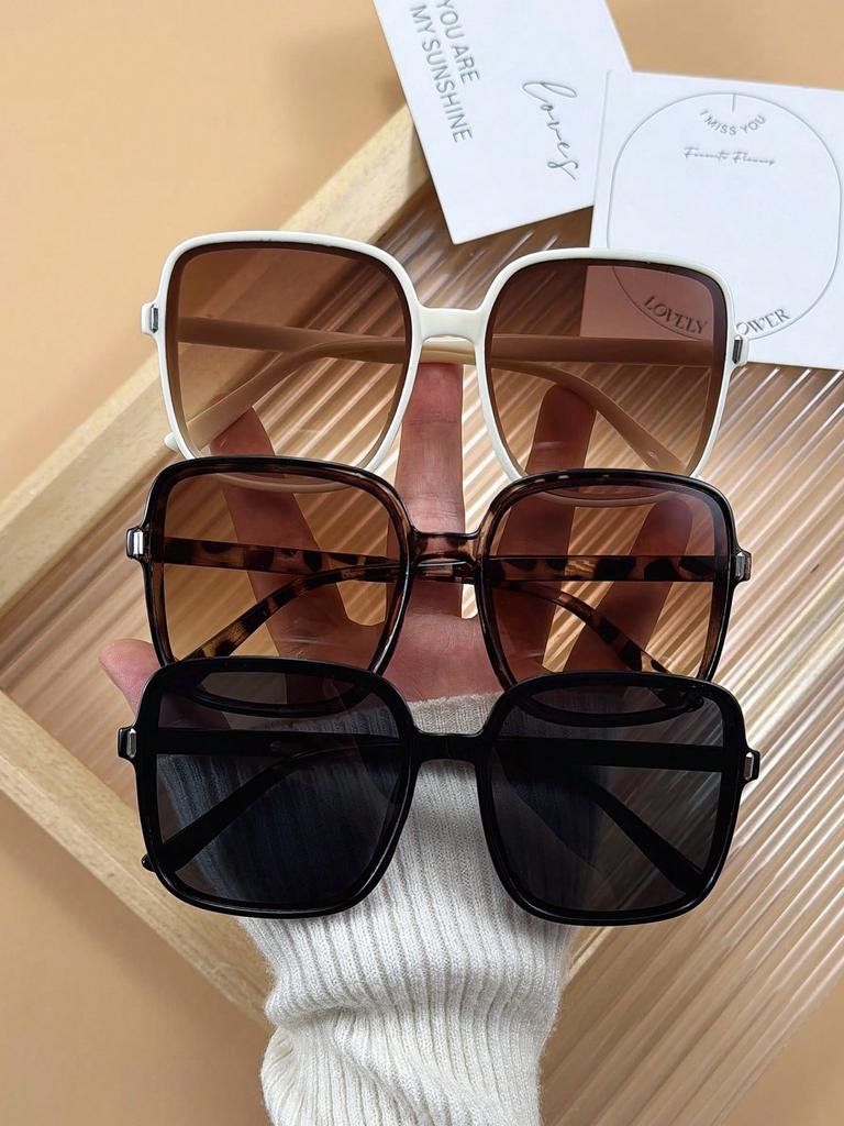 3PCS Fashion Square Oversized Plastic Frame Women Sunglasses For Men Daily Life Shades Eyewear Accessories.