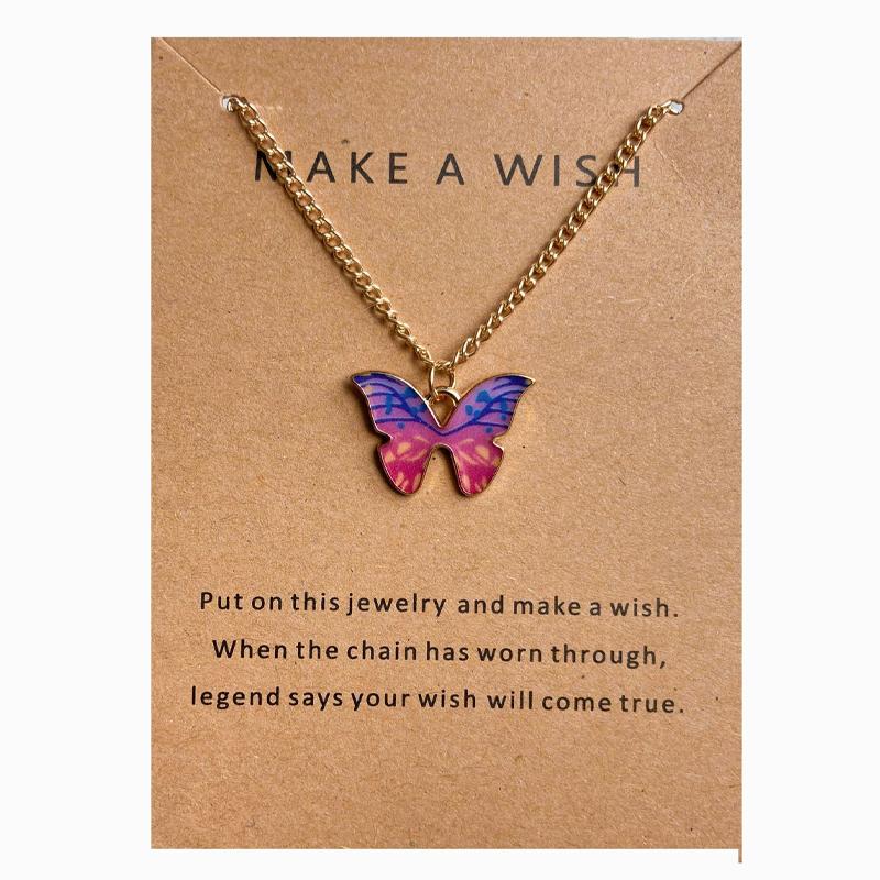 10 Pcs Fashion Butterfly Necklaces For Women Boho Vintage Colorful Simple Pendant Choker Chain New Jewelry Gifts
