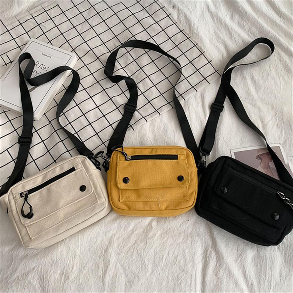 Portable Canvas Crossbody Bags Women Casual Handbags Mini Shoulder Crossbody Purses Mobile Coin Purse with Adjustable Strap