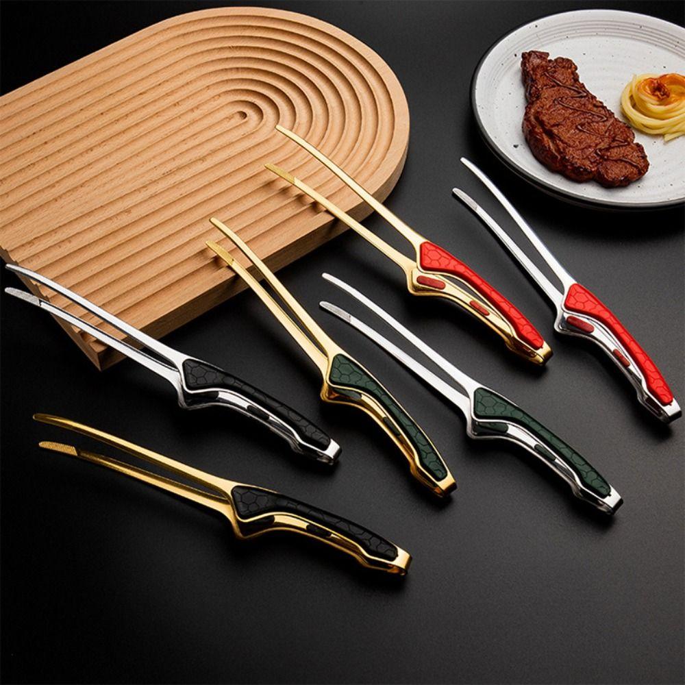 Non-Stick Stainless Steel Barbecue Tongs Anti-scald Anti-slip Food Tongs Non-Slip Grip Buffet Tongs for Cooking