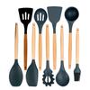 12 Pieces in 1 Set Silicone Kitchen Accessories Cooking Tools Kitchenware Cocina Silicone Kitchen Utensils With Wooden Handles