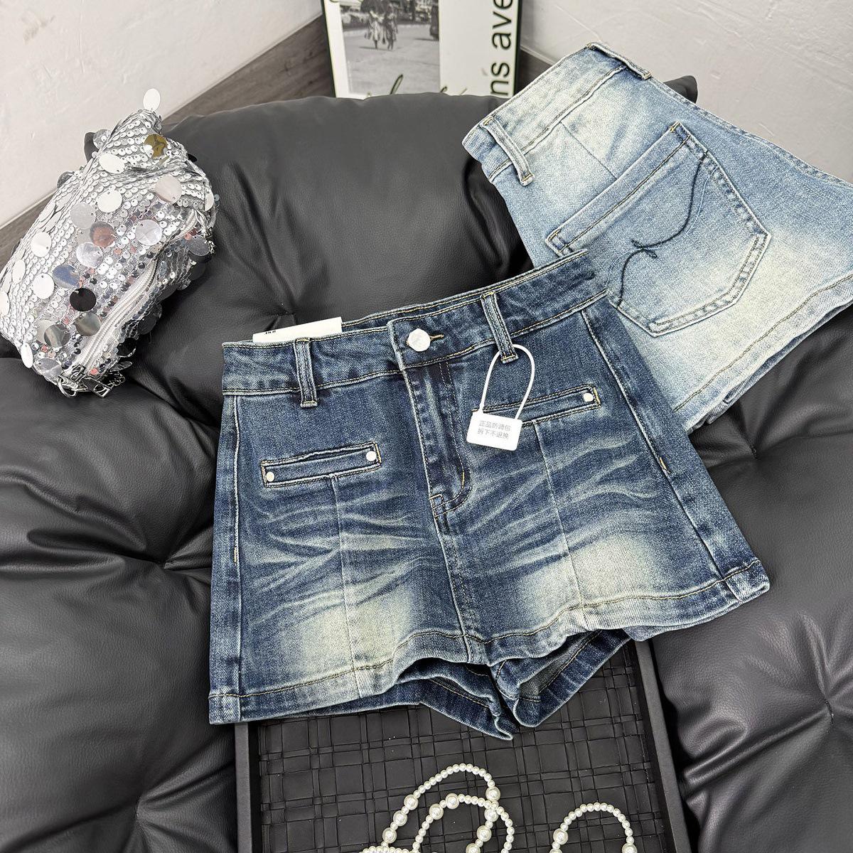 

Women s High-Waisted Distressed Denim Mini Skirt - A-Line, Anti-Exposure, Spring 2026 Style X-Large темно-синього кольору