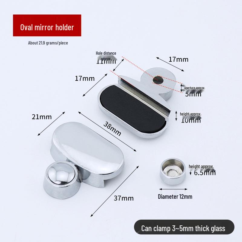 Bathroom Mirror Clip Bracket - Glass Shelf Support & Fixing Hardware