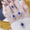 Exquisite Sapphire Gem Set: Ring, Earrings, Necklace - Elegant and Versatile Women's Jewelry