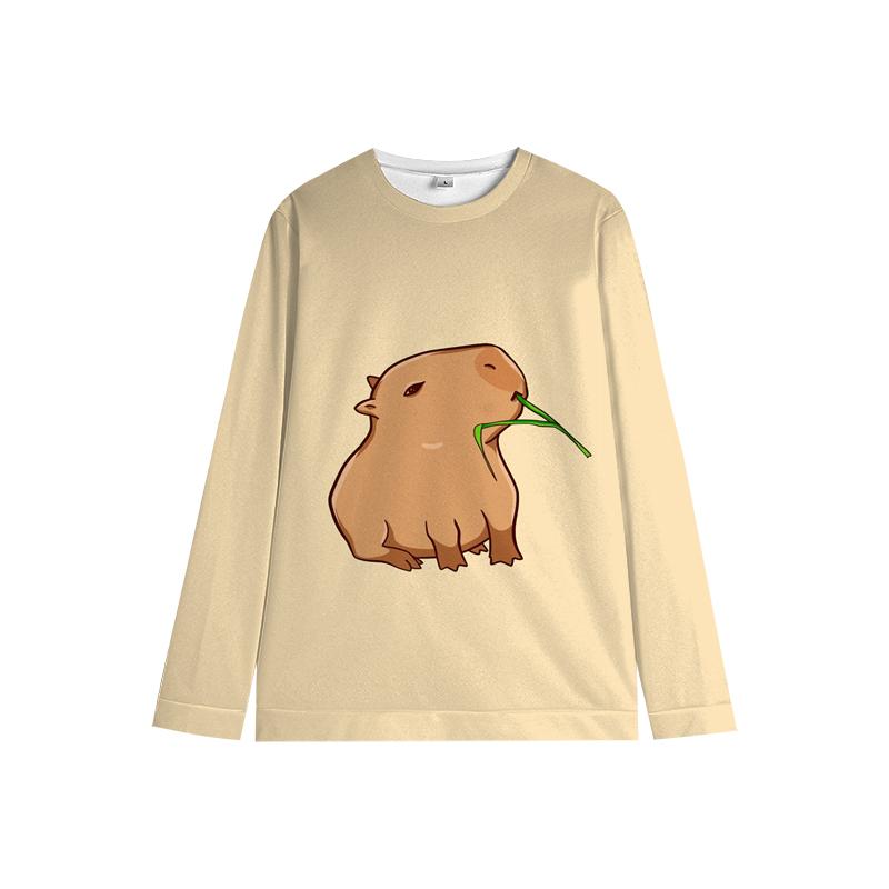 Capybara Kids Crewneck Sweatshirt My Spirit Animal Soft Cartoon Print Comfy Unisex Casual Wear for Boys & Girls