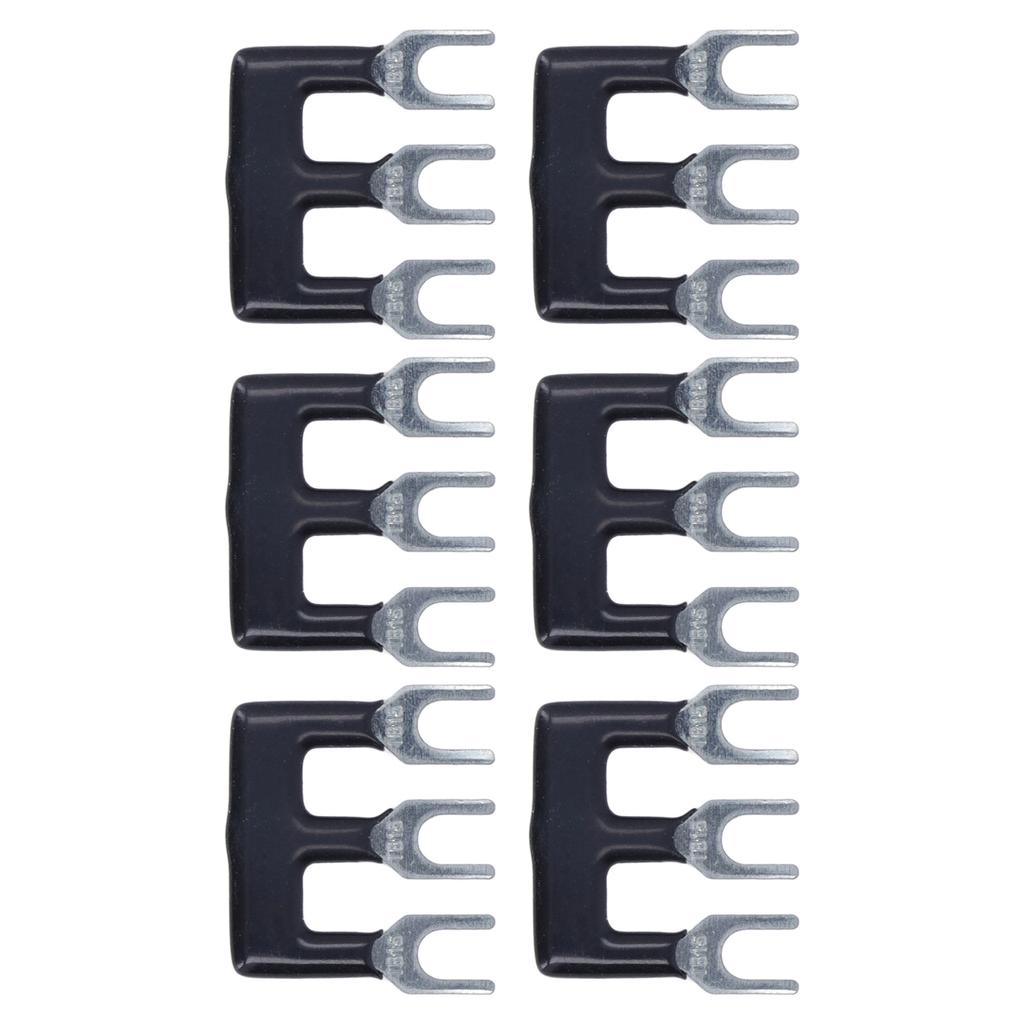 20Pcs Black Jumper Block Terminal Strip Red Copper Fork Type Terminal Strip for TB Series 15A 400V TB 1503