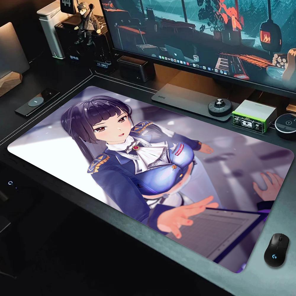Gaming Mouse PadDesk Mat Antislip Rubber Base Stitched Edges Cheerleader Anime Girl Art Print Extended Office Gamer Mat