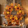 Autumn Maple Leaf Door Wreath Rustic Style Artificial Wreath Sunflower Garland Door Wall Fireplace