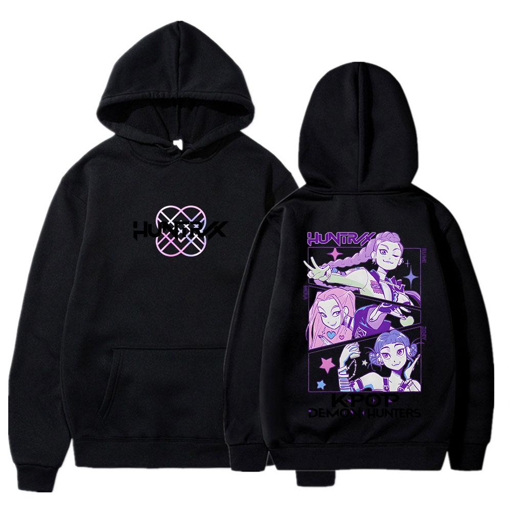 Men's Hooded Sweatshirt Kpop Demon Hunters Graphic Pullover Hoodie Street Fashion Sweatshirt Training Hoodie Warm Style