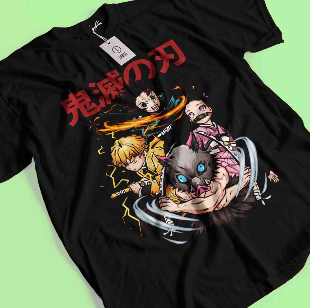 Demon Slayer Shirt Tanjiro Tshirt Zenitsu T-Shirt Muzan Doma Tee Inosuke Nezuko