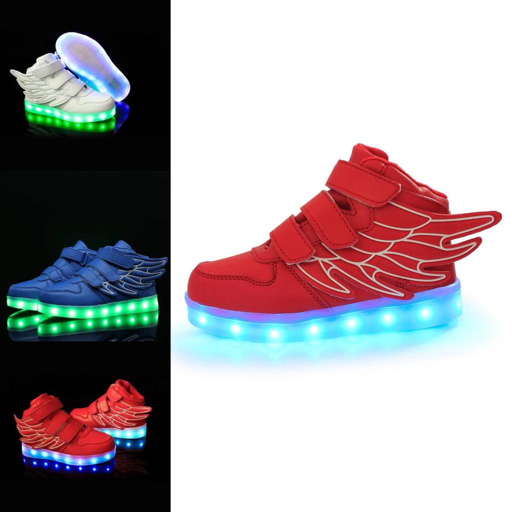 Scarpe da ginnastica per bambini con luci a LED e ali per giocare e ballare in autunno