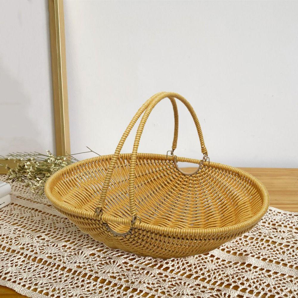 

Handheld Food Storage Basket Plastic Fruit Basket Portable Sundries Organizer Camping S коричневый