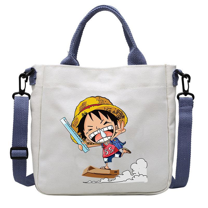 One Piece Canvas Bags Luffy Cartoon Anime Figures Print Shoulder Bag Outdoor Large Capacity Trendy Crossbody Handbag Gifts Poseable Articulated Scale