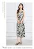 Ink print summer outfit contrasting color women's long camisole dress