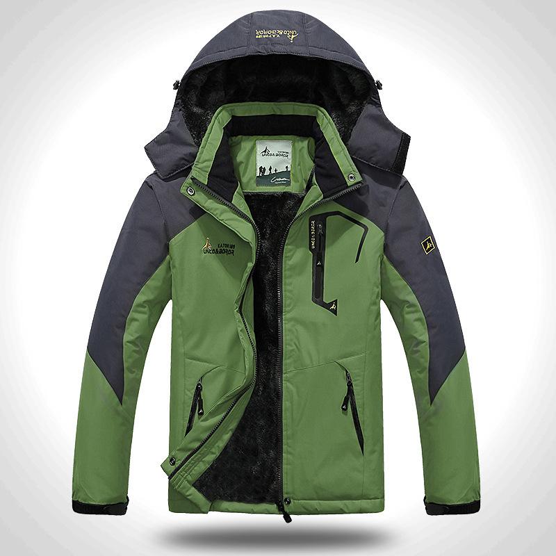 Herren Außenjacke mit Kapuze Plus Samt Verdickt Winddicht und Warm Baumwolle Gepolsterte Jacke