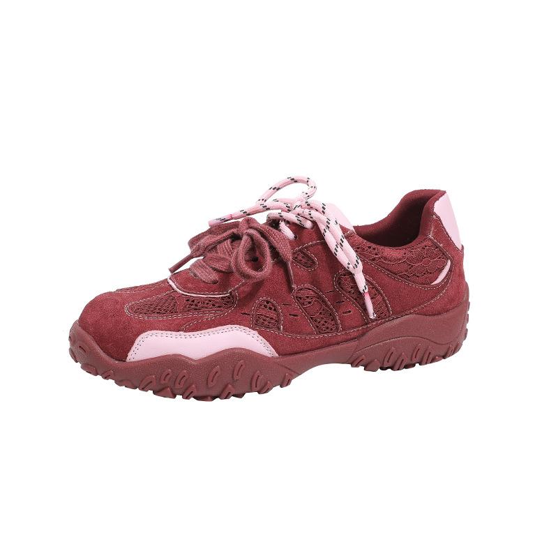Grape Mother, the Same Style, Leather German Training Shoes, Women's Round Head Sports Shoes, Casual Suede Forrest Gump Shoes, Large Size Wome