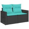 Sofa Set 8 Pcs. Black and Blue Poly Rattan and Steel