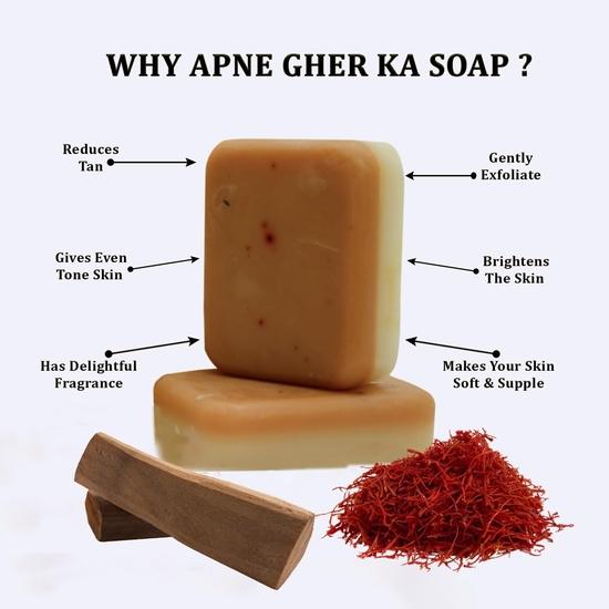 My Ghar kaSoap Sandalwood & Saffron Magic Soap For Bath, Paraben Free,Chandan & Kesar Bath Skin Brightening Soap For Men & Women