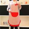 Women Cute BowKnot Dot Aprons Kitchen Restaurant Cafe Bib Cooking With Pocket