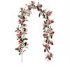 Green Leaves Christmas Pink Berries Wreath DIY Simulation Plants  New Year