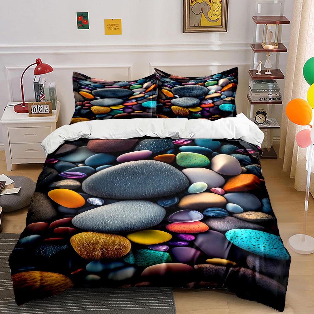 Colorful, smooth pebble pattern. Bedding sets Duvet cover sets Duvet covers Pillowcases(1 * Duvet Cover 2 * Pillowcases without duvet insert)