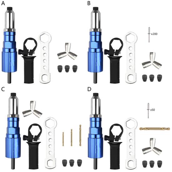 1 Set Metallnieter, komfortabler Griff, hohe Härte, rutschfester Griff, müheloser legierter Stahl, hohe Festigkeit, elektrische Nietmaschine für die Werkstatt