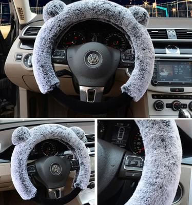 Winter Plush Steering Wheel Cover Set - Ultra-Soft Faux Fur Handbrake Gear Knob Covers for Cozy Driving