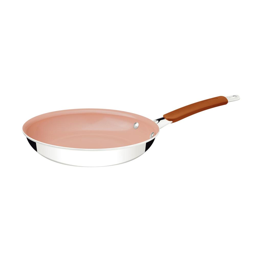 Tramontina Ceramic Frying Pan Romagna 25cm Stainless Steel & Aluminum Pink Beige Non-stick Dishwasher Safe Gas & Induction Compatible Housewarming