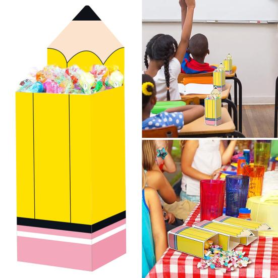 

12/24 шт. «Назад в школу» Карандаши Коробки для конфет Держатели для попкорна Подарочные коробки для вечеринок Подарочные пакеты для благодарности учителю 12pcs