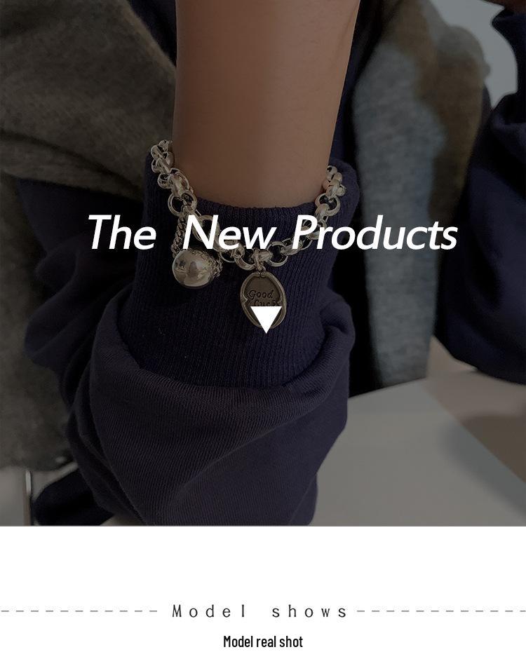 Retro Koreansk Stil Lyckobringande Tag-armband med Rund Kul-accent - Dam Hip-Hop Likgiltig Stil Klubb Mode Hand smycke