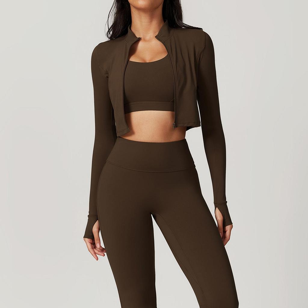 Women's Summer Nude Yoga Suit: Professional 3-Piece Set for Gym, Running, Sports, Fitness (8047)