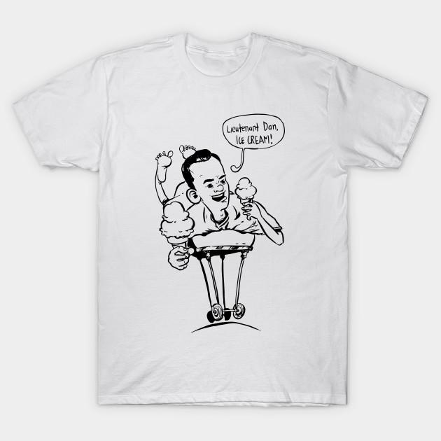 

Men Black Print T-shirt Lt Dan Ice Cream! No-Cut Transfer Paper Print Cotton Tshirt 4XL белый