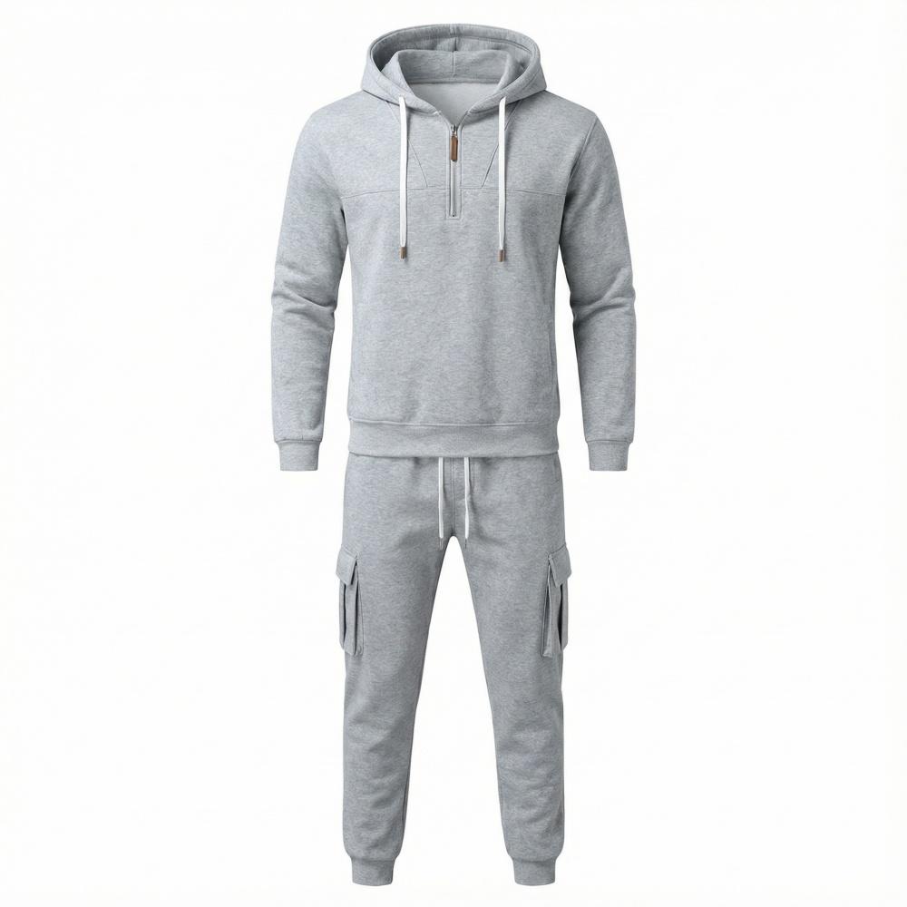 

Men s Burgundy Hoodie & Cargo Jogger Set - Trendy Casual Tracksuit for Streetwear Style 3XL серый