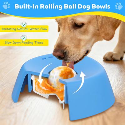 Hunde-Leckschale Slow Feeder mit rotierender Kugel Auslaufsicherer Flüssig-Leckerli-Spender für Knochenbrühe Joghurt Erdnussbutter Ergänzungsmittel Angstlinderung