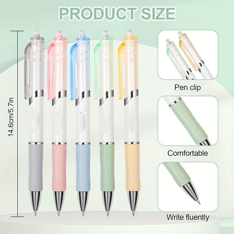 5 Pcs Simple Design Cartoon Style 0.5mm Press Type Neutral Pen Office Stationery Signature Pen, Student Writing Practice Ballpoint Pen (black Ink)