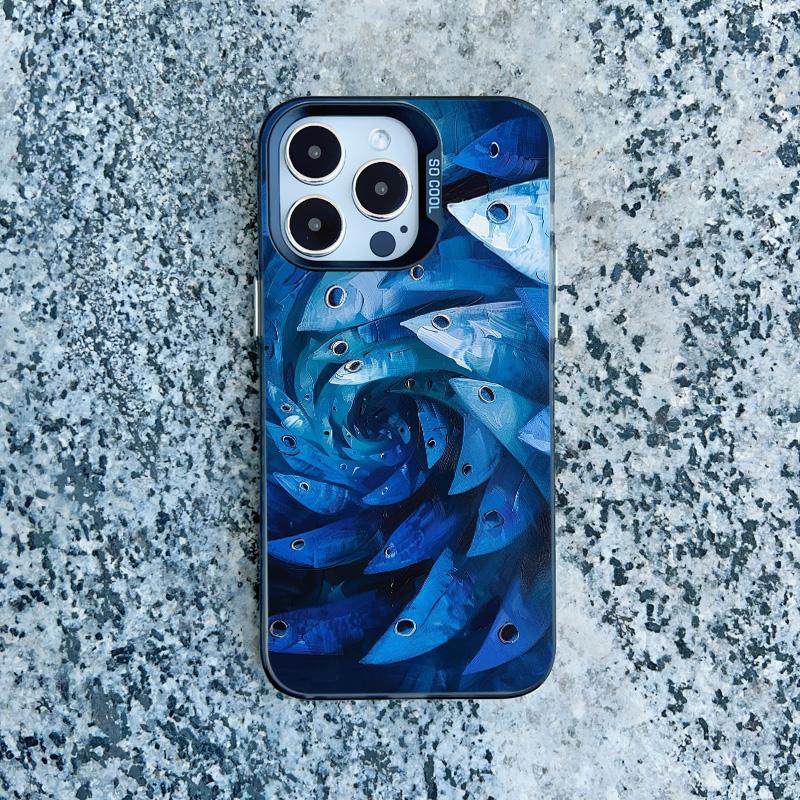Cute Joyful Small Fish Group Phone Case For iPhone 16 Pro Max 15 14 Pro Max Plus 13 Mini 12 Pro Max 11  Advanced Laser Covers
