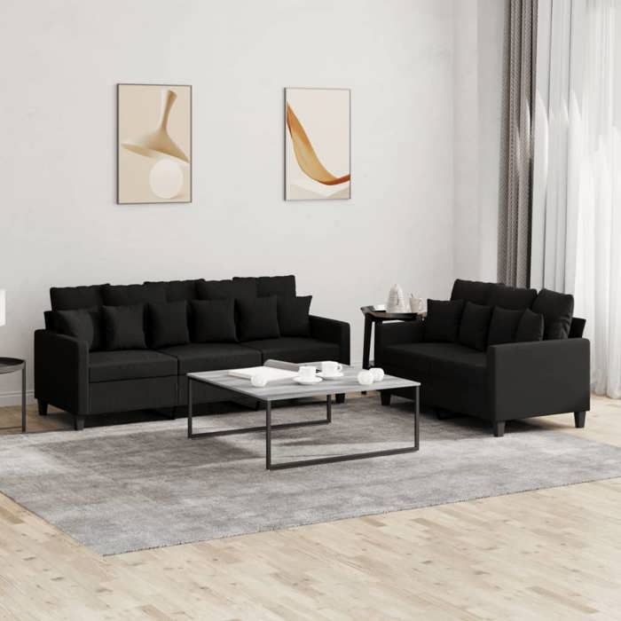 VidaXL Ensemble de Canapés avec Coussins 2 pcs, Canapés avec Accoudoirs et Dossier, Ensemble de Meubles, Mobilier de Salon, 3201668
