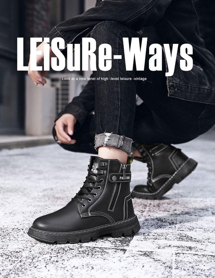 Winter 2025 new Martin boots men's Korean version trend velvet thickened thermal cotton shoes high-top British style tooling boots