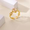 Classic Zircon Heart Open Rings For Women Stainless Steel Twist Chain Ring Elegant Couple Wedding Jewelry Gift Bijoux Femme