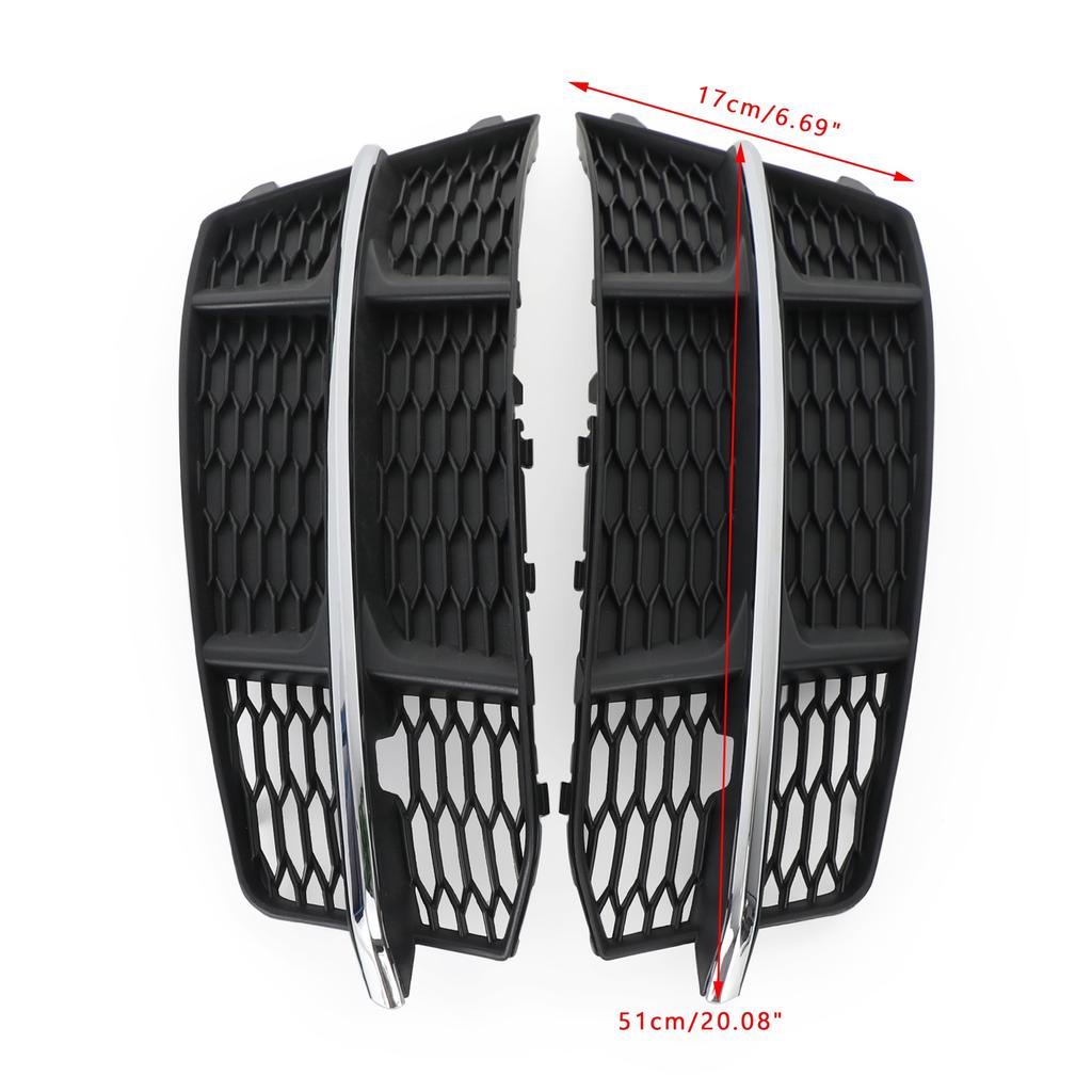 Front Bumper Lower Grille Grill 4G0807681AN 4G0807682AN Fit for A6 C7 S-Line 2016-2018 Black Chrome
