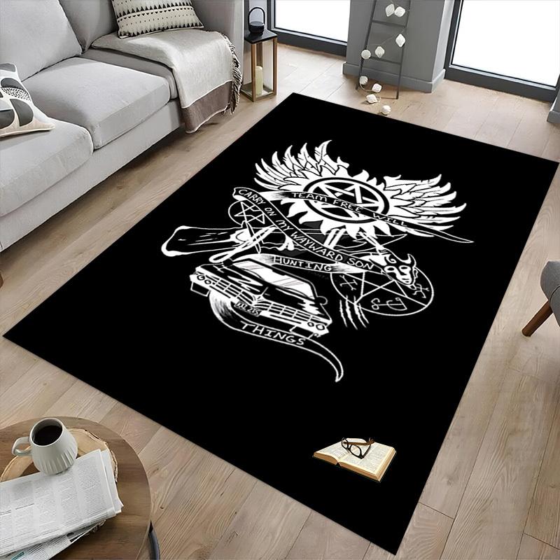 1pc Team Free Will Hunting Things Home Office, Durable Polyester Floor Mat with Easy, Office Decor, Urban Style, Nonslip Backing